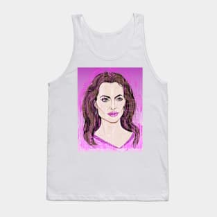 Angelina Jolie, distorted in pink Tank Top